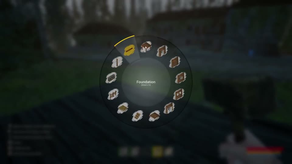 Hammer build wheel with Foundation selected, costing 10 wood